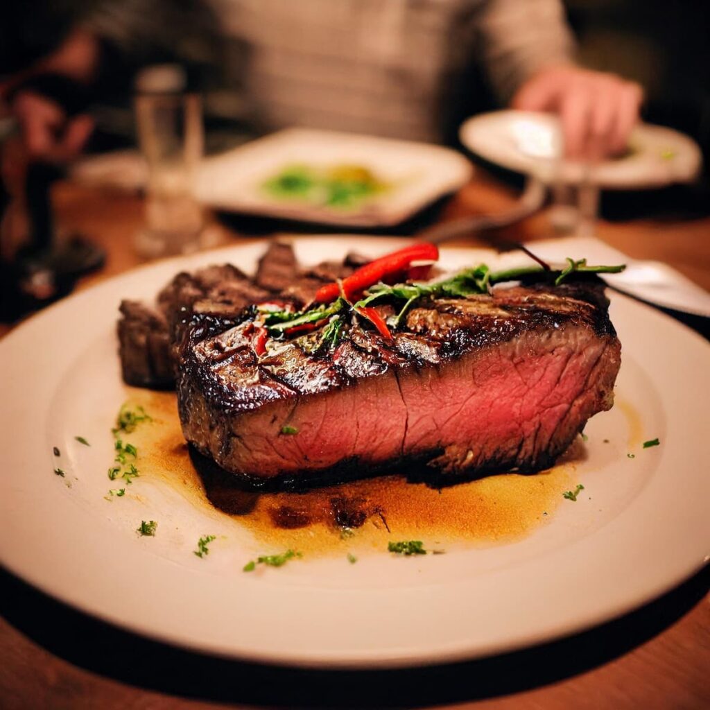 Imagem mostra carne de alta qualidade servida em um dos melhores restaurantes em Balneário camboriú.